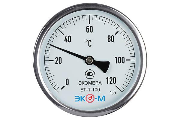 Термометр биметалл БТ-1-100 120С Дк100 L=60 осевой ЭКОМЕРА БТ-1-100-120С-L60